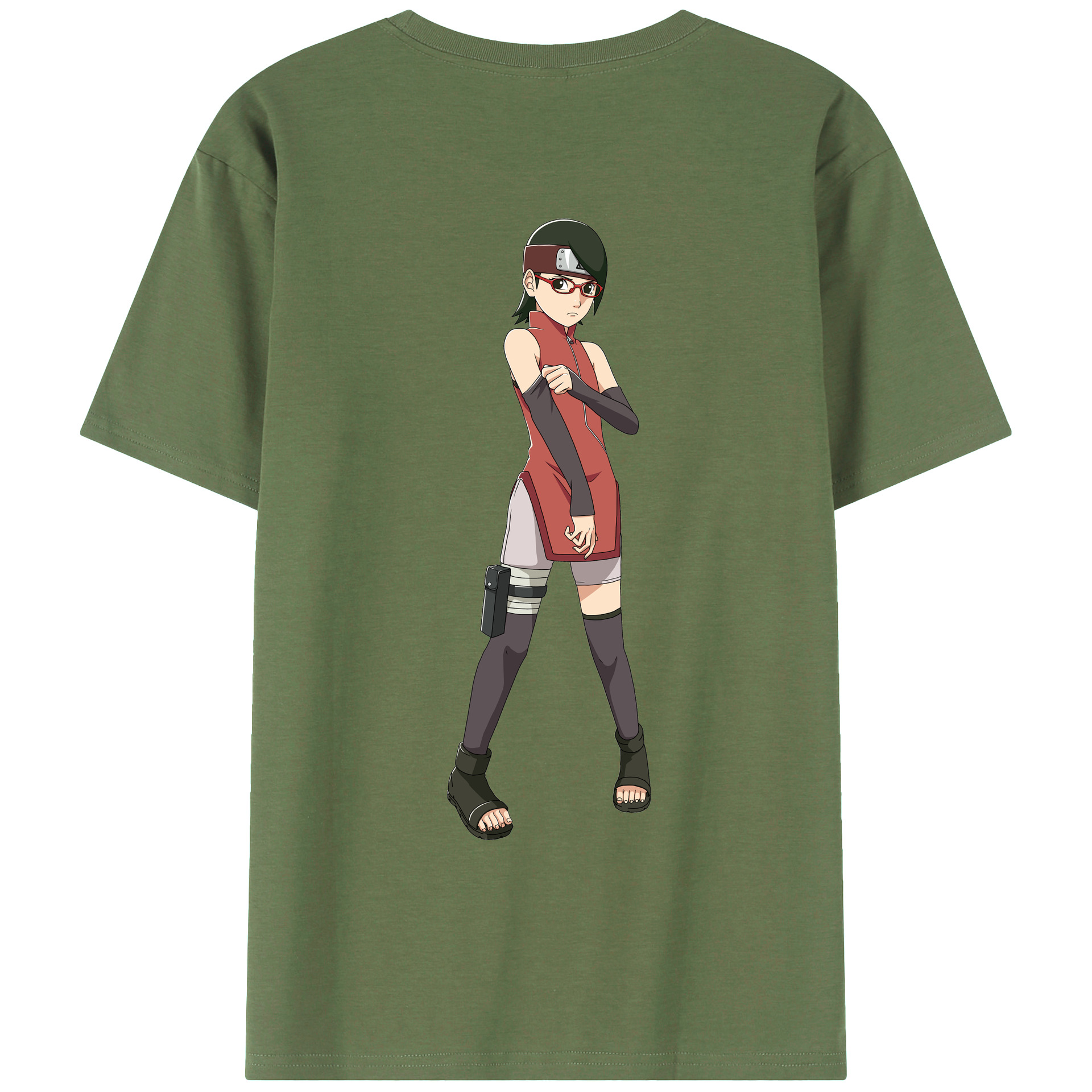 （画像用） NARUTO -ナルト- うちは サラダ Uchiha Sarada 綿100％ メンズ半袖Tシャツ（バックプリント） 通気性